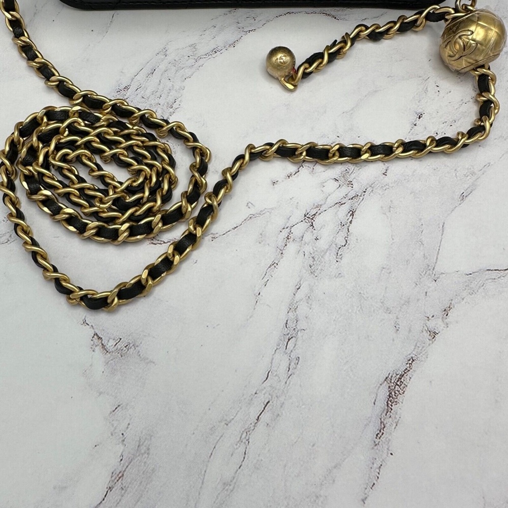 ❌❌ SOLD Chanel 23C Black Pearl Crush Gold Chain Adjustable Crossbody Handbag Bag - Picture 6 of 16